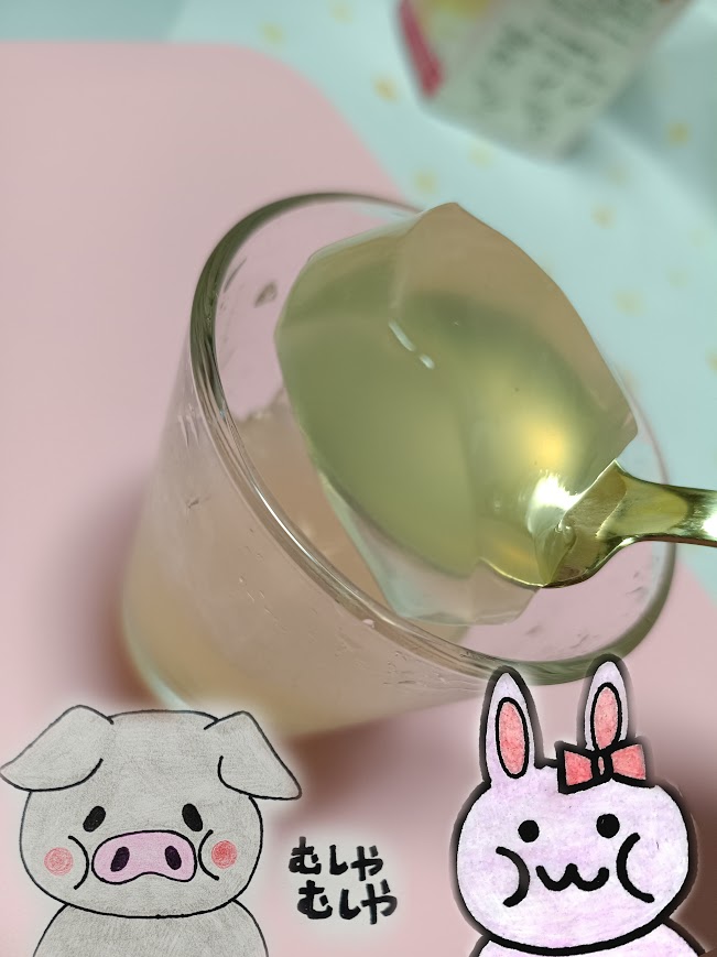 業務スーパー 白桃ゼリー スプーンですくう 実食