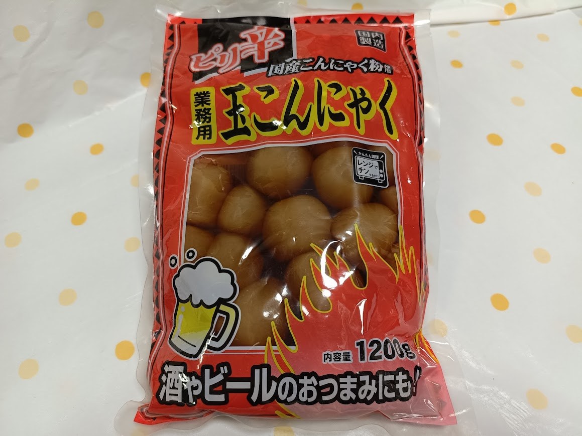 業務スーパーのピリ辛玉こんにゃく1200g商品パッケージ