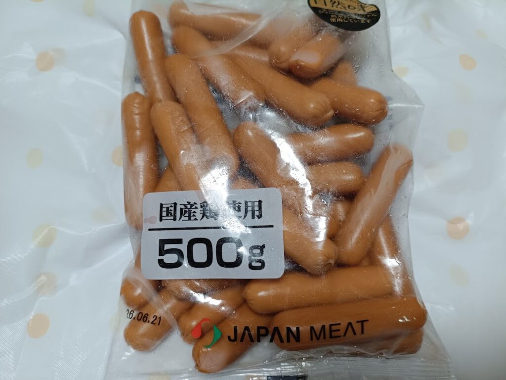 ジャパンミート スーパーウインナーのパッケージ(国産鶏使用500g)