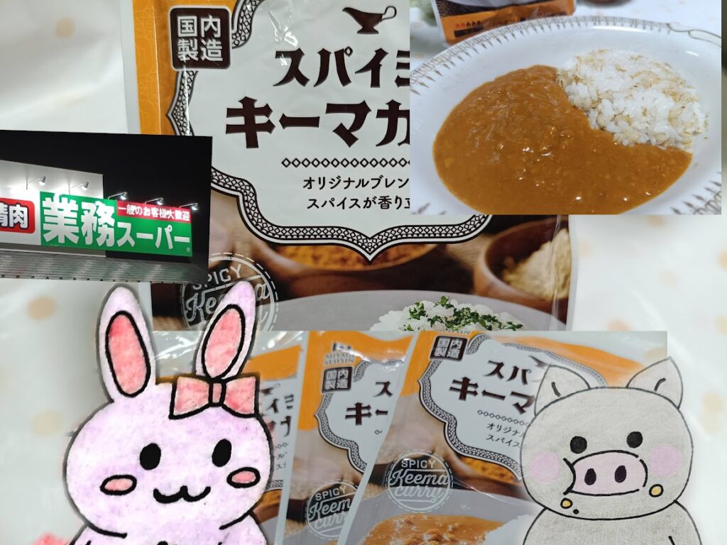 業務スーパースパイシーキーマカレーのまとめコラージュ画像