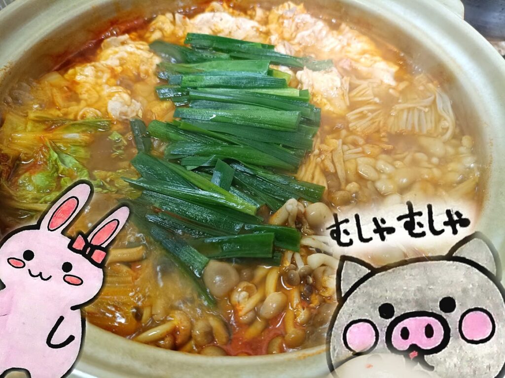 キムチを鍋に使用している画像